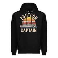 Black retro pontoon captain of the boat funny river cruising gift for pontoo Premium Hoodie - linhVisuals