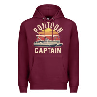 Burgundy retro pontoon captain of the boat funny river cruising gift for pontoo Premium Hoodie - linhVisuals