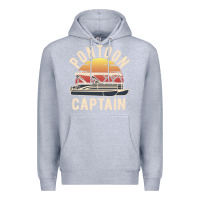 Heather Grey retro pontoon captain of the boat funny river cruising gift for pontoo Premium Hoodie - linhVisuals