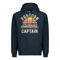 Navy retro pontoon captain of the boat funny river cruising gift for pontoo Premium Hoodie - linhVisuals