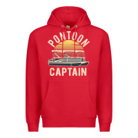 Red retro pontoon captain of the boat funny river cruising gift for pontoo Premium Hoodie - linhVisuals
