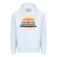 White retro pontoon captain of the boat funny river cruising gift for pontoo Premium Hoodie - linhVisuals
