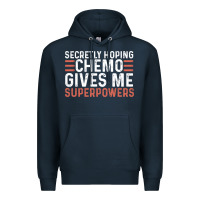 Navy secretly hoping chemo gives me superpowers cancer awareness gifts Premium Hoodie - linhVisuals