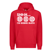 Red shhh i'm doing math gym funny bodybuilding weightlifting humor quote Premium Hoodie - linhVisuals