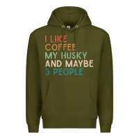 Army Green siberian husky dog i like coffee my husky and maybe 3 people vintage d Premium Hoodie - linhVisuals