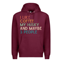 Burgundy siberian husky dog i like coffee my husky and maybe 3 people vintage d Premium Hoodie - linhVisuals