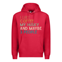 Cardinal siberian husky dog i like coffee my husky and maybe 3 people vintage d Premium Hoodie - linhVisuals