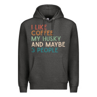 Charcoal Heather siberian husky dog i like coffee my husky and maybe 3 people vintage d Premium Hoodie - linhVisuals
