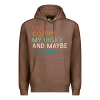 Chestnut siberian husky dog i like coffee my husky and maybe 3 people vintage d Premium Hoodie - linhVisuals