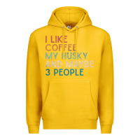 Siberian Husky Dog I Like Coffee My Husky And Maybe 3 People Vintage D Premium Hoodie | Teevron