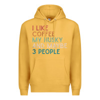 Mustard siberian husky dog i like coffee my husky and maybe 3 people vintage d Premium Hoodie - linhVisuals