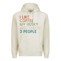 Oatmeal Heather siberian husky dog i like coffee my husky and maybe 3 people vintage d Premium Hoodie - linhVisuals