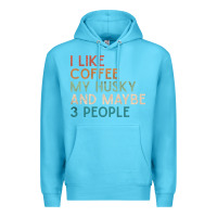 Ocean Blue siberian husky dog i like coffee my husky and maybe 3 people vintage d Premium Hoodie - linhVisuals