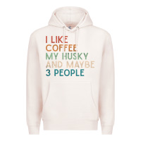 Pale Pink siberian husky dog i like coffee my husky and maybe 3 people vintage d Premium Hoodie - linhVisuals