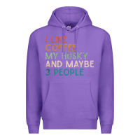 Purple siberian husky dog i like coffee my husky and maybe 3 people vintage d Premium Hoodie - linhVisuals