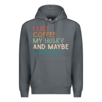 Rock siberian husky dog i like coffee my husky and maybe 3 people vintage d Premium Hoodie - linhVisuals