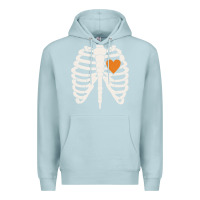 Blue Mist skeleton rib case orange pumpkin heart vintage halloween anatomy costu Premium Hoodie - linhVisuals
