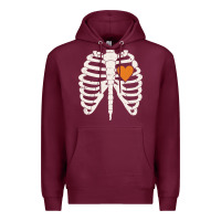 Burgundy skeleton rib case orange pumpkin heart vintage halloween anatomy costu Premium Hoodie - linhVisuals