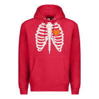 Cardinal skeleton rib case orange pumpkin heart vintage halloween anatomy costu Premium Hoodie - linhVisuals