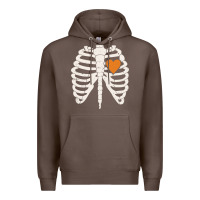 Skeleton Rib Case Orange Pumpkin Heart Vintage Halloween Anatomy Costu Premium Hoodie | Teevron