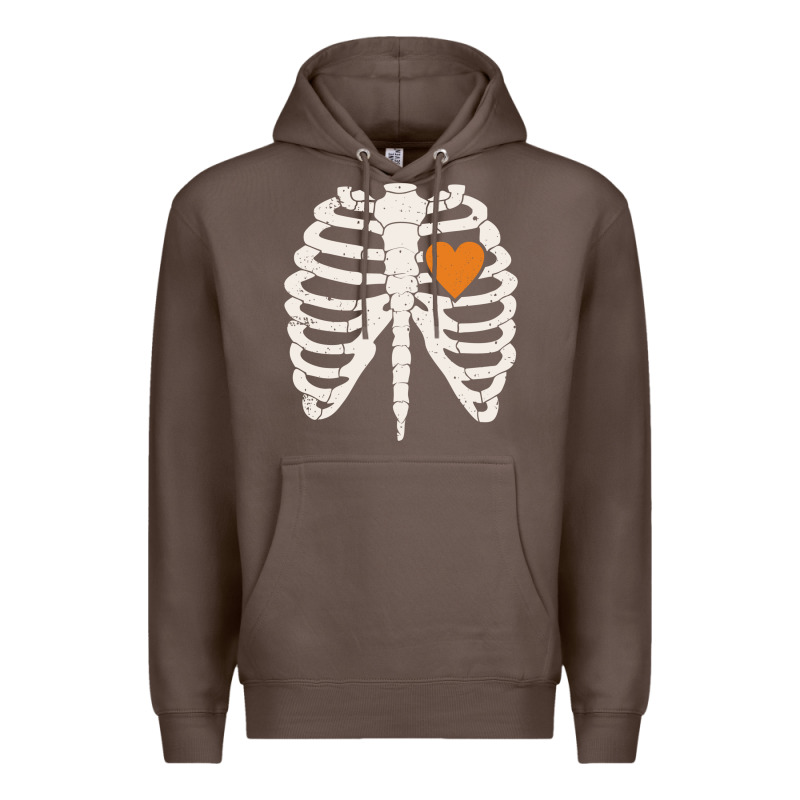 Skeleton Rib Case Orange Pumpkin Heart Vintage Halloween Anatomy Costu Premium Hoodie by linhVisuals | Teevron