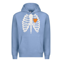 Colony Blue skeleton rib case orange pumpkin heart vintage halloween anatomy costu Premium Hoodie - linhVisuals