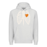 Dove Grey skeleton rib case orange pumpkin heart vintage halloween anatomy costu Premium Hoodie - linhVisuals