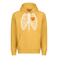 Mustard skeleton rib case orange pumpkin heart vintage halloween anatomy costu Premium Hoodie - linhVisuals