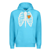 Ocean Blue skeleton rib case orange pumpkin heart vintage halloween anatomy costu Premium Hoodie - linhVisuals