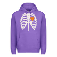 Purple skeleton rib case orange pumpkin heart vintage halloween anatomy costu Premium Hoodie - linhVisuals