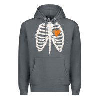 Rock skeleton rib case orange pumpkin heart vintage halloween anatomy costu Premium Hoodie - linhVisuals