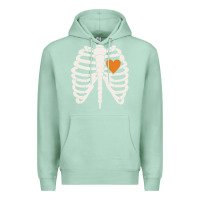 Seafoam skeleton rib case orange pumpkin heart vintage halloween anatomy costu Premium Hoodie - linhVisuals