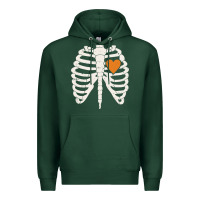 Sports Green skeleton rib case orange pumpkin heart vintage halloween anatomy costu Premium Hoodie - linhVisuals