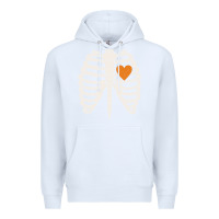 White skeleton rib case orange pumpkin heart vintage halloween anatomy costu Premium Hoodie - linhVisuals