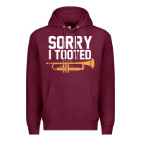 Burgundy sorry i tooted funny trumpet player pun gift sarcastic humor quote Premium Hoodie - linhVisuals