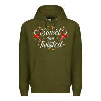 Army Green sweet but twisted candy cane christmas humor funny and cute gifts for Premium Hoodie - linhVisuals