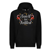 Black sweet but twisted candy cane christmas humor funny and cute gifts for Premium Hoodie - linhVisuals