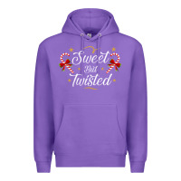 Purple sweet but twisted candy cane christmas humor funny and cute gifts for Premium Hoodie - linhVisuals