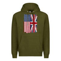 Army Green united states with united kingdom flag mix us and uk union jack Premium Hoodie - linhVisuals