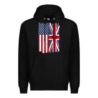 Black united states with united kingdom flag mix us and uk union jack Premium Hoodie - linhVisuals