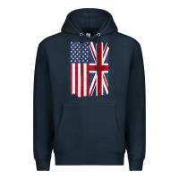 Navy united states with united kingdom flag mix us and uk union jack Premium Hoodie - linhVisuals