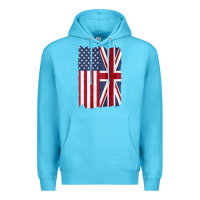 Ocean Blue united states with united kingdom flag mix us and uk union jack Premium Hoodie - linhVisuals