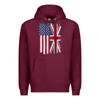 Burgundy united states with united kingdom flag mix us and uk union jack Premium Hoodie - linhVisuals
