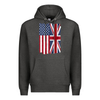 Charcoal Heather united states with united kingdom flag mix us and uk union jack Premium Hoodie - linhVisuals