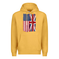 Mustard united states with united kingdom flag mix us and uk union jack Premium Hoodie - linhVisuals