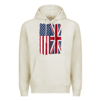 Oatmeal Heather united states with united kingdom flag mix us and uk union jack Premium Hoodie - linhVisuals