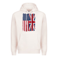 Pale Pink united states with united kingdom flag mix us and uk union jack Premium Hoodie - linhVisuals