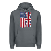 Rock united states with united kingdom flag mix us and uk union jack Premium Hoodie - linhVisuals
