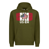 Army Green us eh american canadian flag canada day leaf with usa flag inside Premium Hoodie - linhVisuals