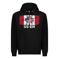Black us eh american canadian flag canada day leaf with usa flag inside Premium Hoodie - linhVisuals